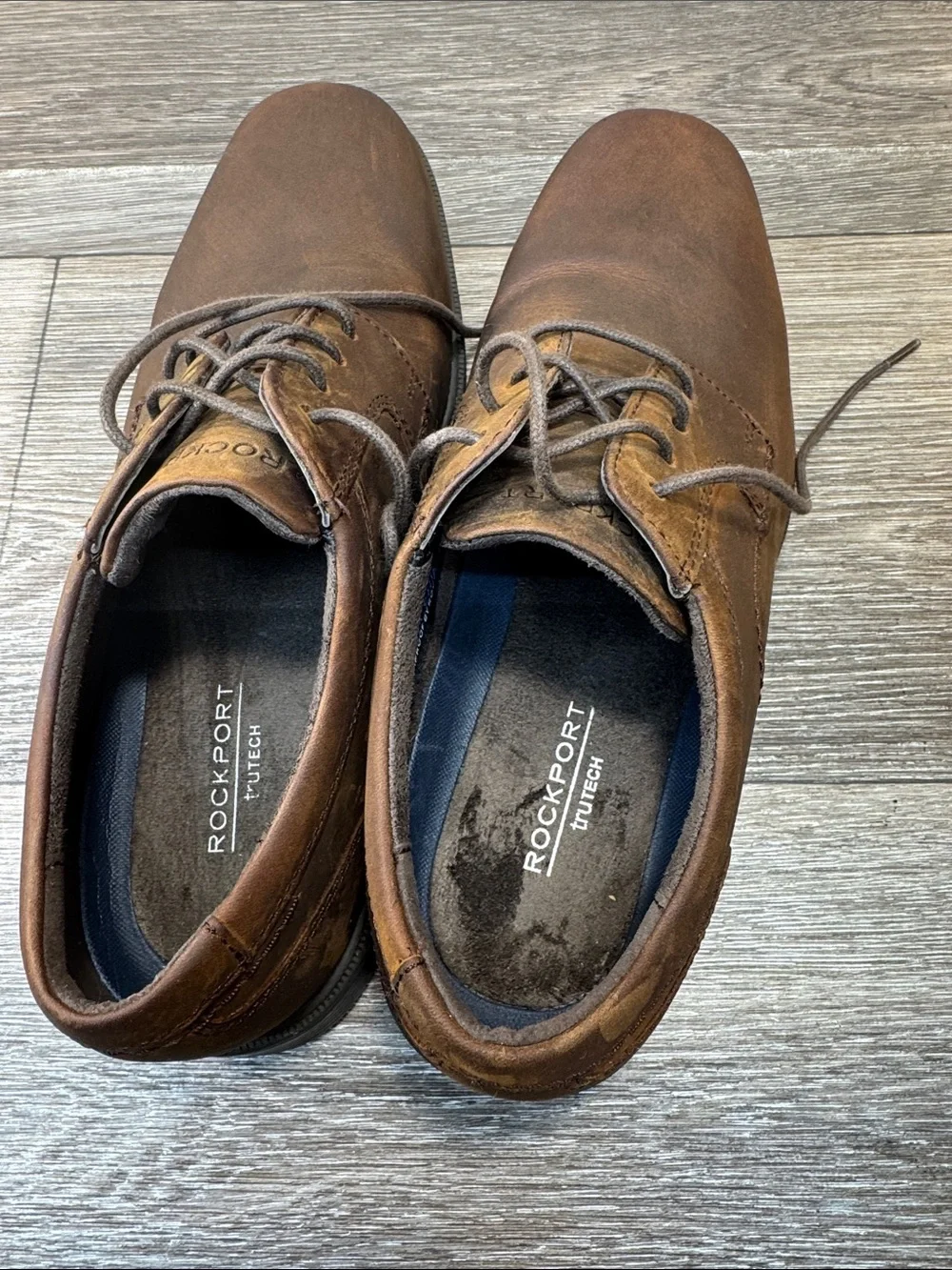 Rockport Men's Brown Leather Lace-Up Oxfords Sz 9 (h7)